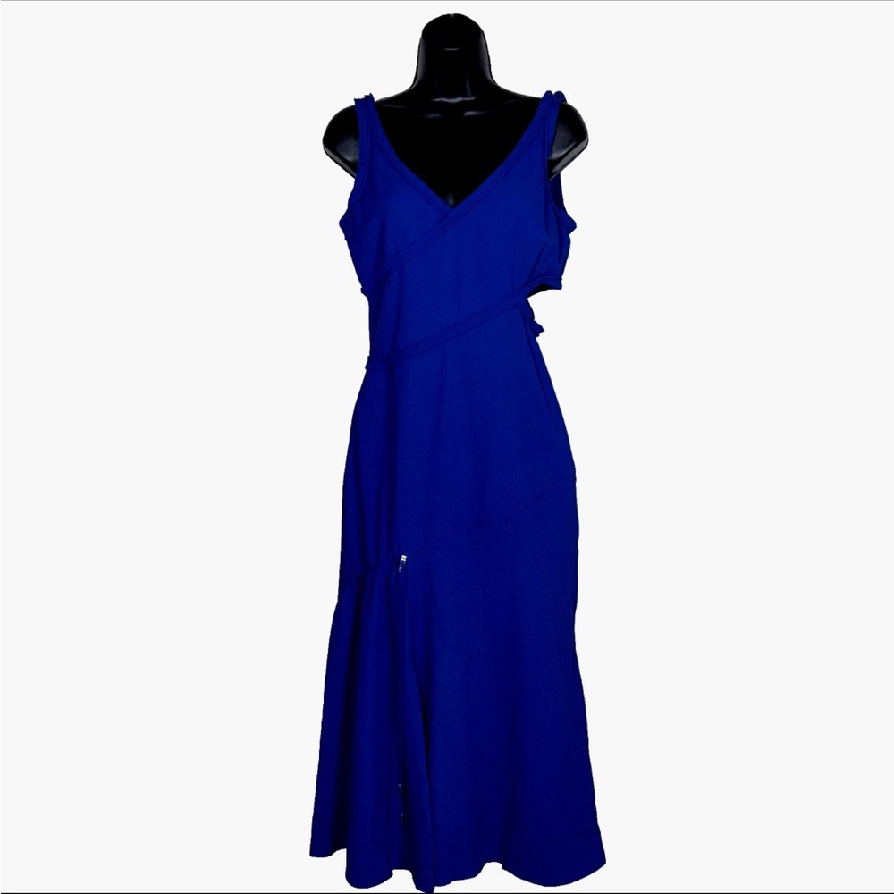 Hugo Boss Runway Edition as 4 US Demania Dress Blue Cut Out waist midi cocktail